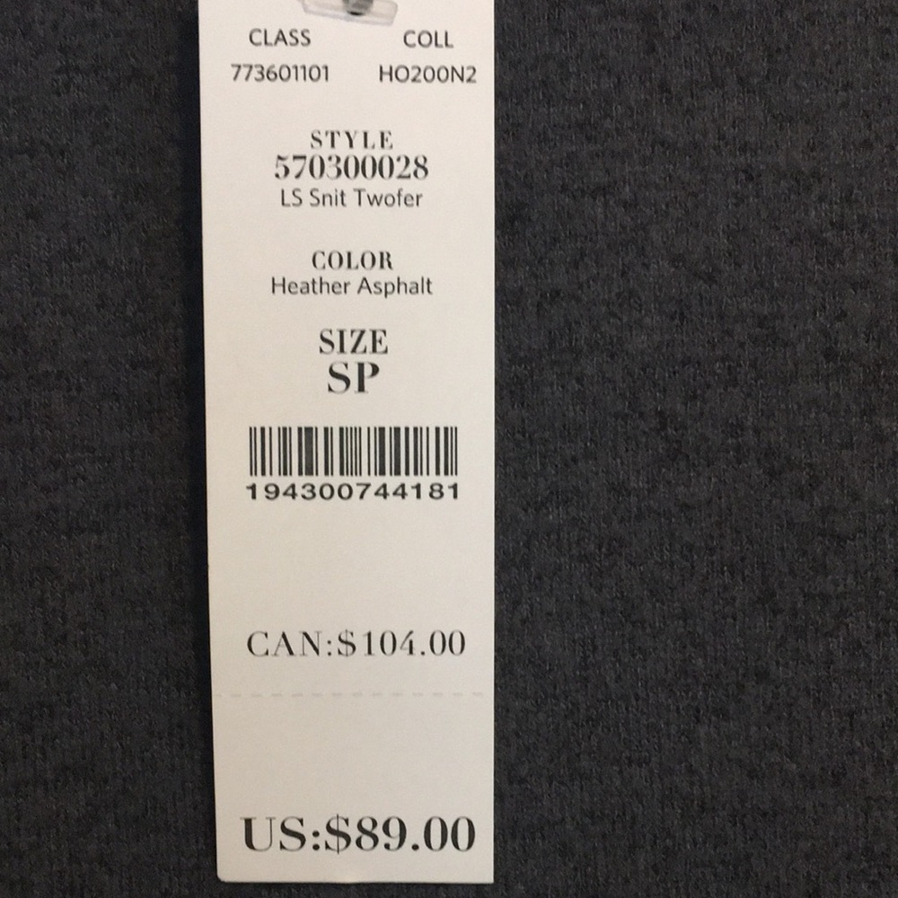 WHBM Long Sleeve Snit Twofer Top, Gray and Black Size SP - Picture 6 of 6